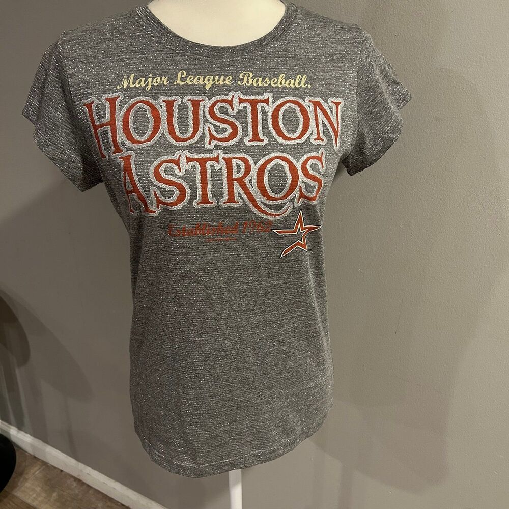 NWOT Houston Astros T-shirt Women’s MLB Large Campus Lifestyle Metallic Sparkly